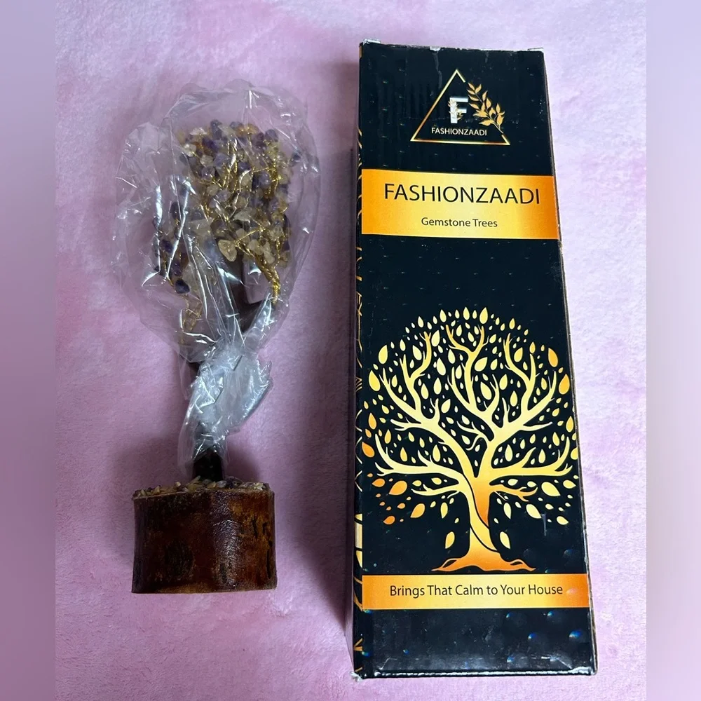 Fashionzaadi - Amethyst Crystals and Citrine Stones Bonsai Tree - Picture 2 of 4
